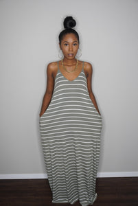 “Stylish” Maxi (Olive stripe)