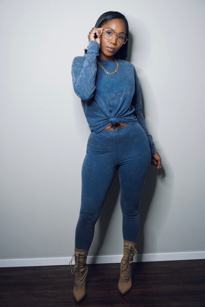 “Still Cute” Set (long-sleeve/ acid blue)
