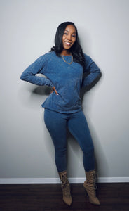 “Still Cute” Set (long-sleeve/ acid blue)