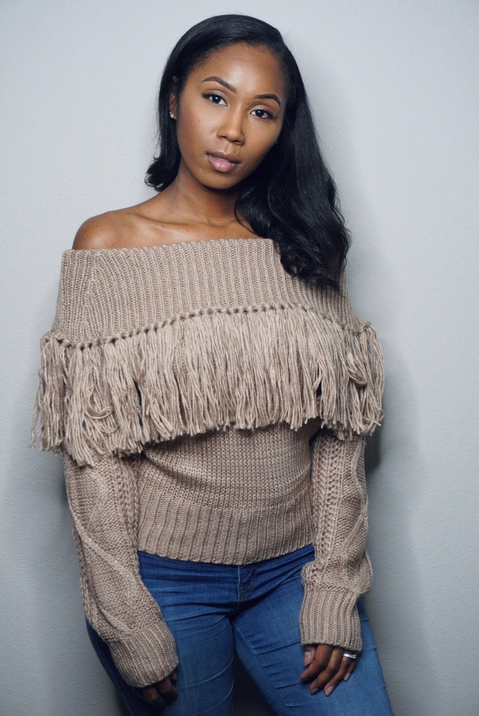 “Fringe” Sweater (Taupe)